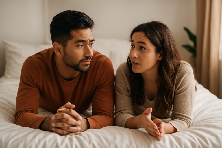 Jeune couple accompagné avec douceur, tenant les mains, illustrant un moment de reconnexion émotionnelle en coaching de couple